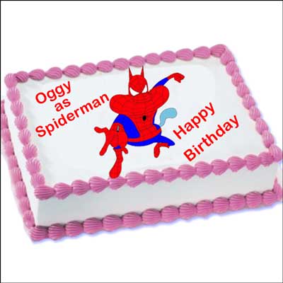 "Oggy as Spiderman - 2kgs (Photo cake) - Click here to View more details about this Product